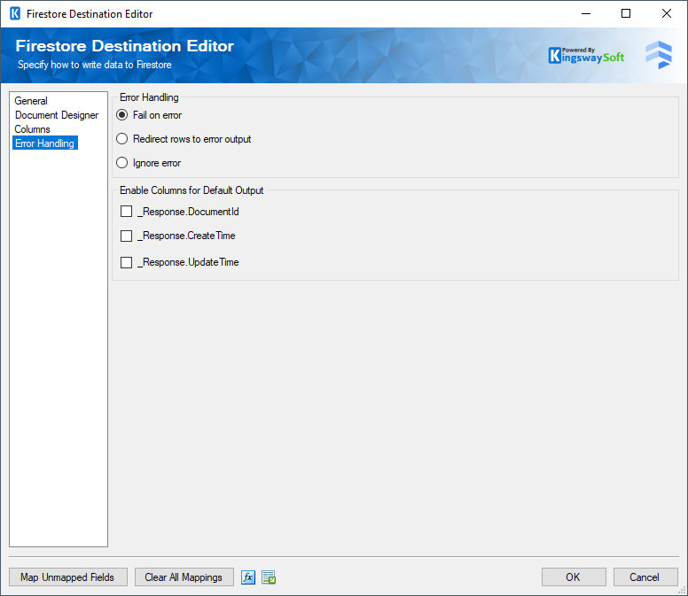 Firestore Destination - Error Handling Page